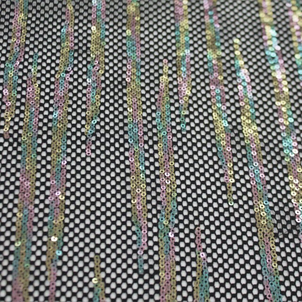 1 Yard Flair Stretch Netting Sequin Fabric Embroidered on Nylon Spandex Mesh 36 54 inch Width